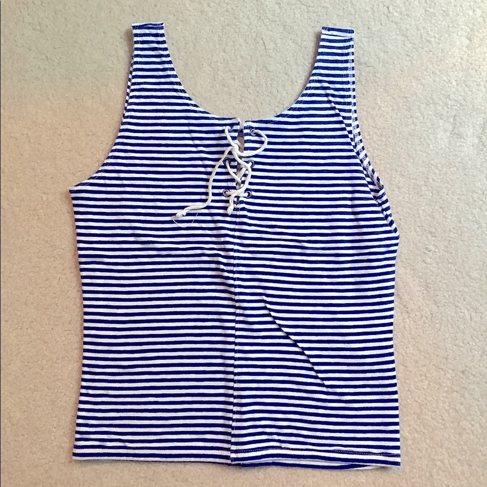 Blue and white striped Hollister Tank